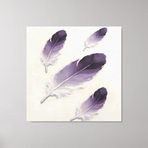 Moderne Impasto Textuur Paarse Veer Olie Kunst Canvas Afdruk