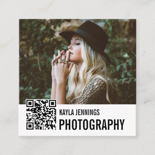 Moderne impressie | QR Code Fotograaf Vierkante Visitekaartje (Voorkant)