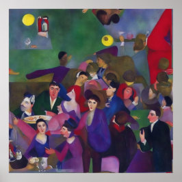 Moderne impressionist Een drukke bar Poster