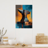 Moderne Impressionistische Aambeeld Schilderkunst  Poster (Keuken)