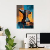 Moderne Impressionistische Aambeeld Schilderkunst  Poster (Thuiskantoor)