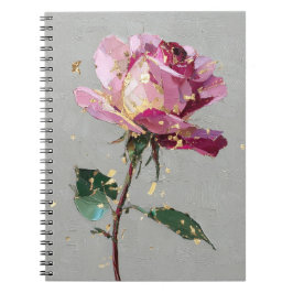 Moderne Impressionistische Goudblad Roze Roos Olie Notitieboek