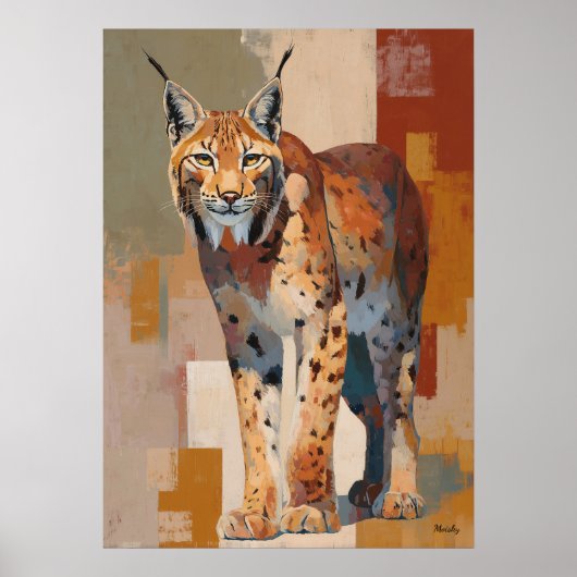 Moderne Impressionistische Lynx Schilderij Elegant Poster (Voorkant)