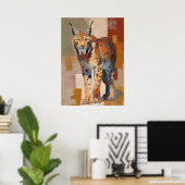 Moderne Impressionistische Lynx Schilderij Elegant Poster (Thuiskantoor)