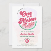 Moderne in een meloen Waterverf Eerste Verjaardag Kaart (Voorkant)