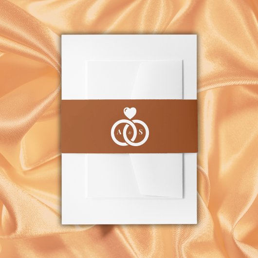 Moderne in elkaar grijpende ringen bruiloft uitnodigingen wikkel