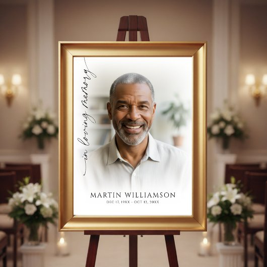 Moderne In Loving Memory Foto Script Funeral Foam Poster