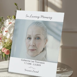 Moderne 'In Loving Memory' Foto Tafelkaart voor ee Reclamebord Met Voetstuk