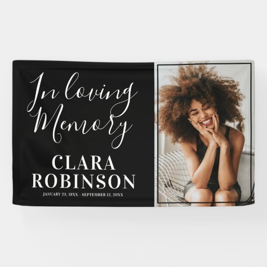 Moderne 'In Loving Memory' fotobanner Spandoek (Horizontaal)