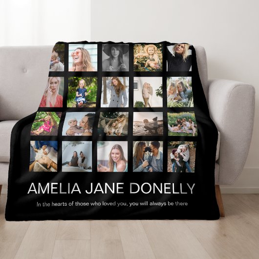 Moderne 'In Loving Memory' Fotocollage Fleece Deken