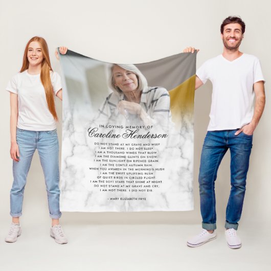 Moderne 'In Loving Memory' Marmeren Fotobewaarplaa Fleece Deken (In situ)