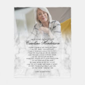 Moderne 'In Loving Memory' Marmeren Fotobewaarplaa Fleece Deken (Voorkant)