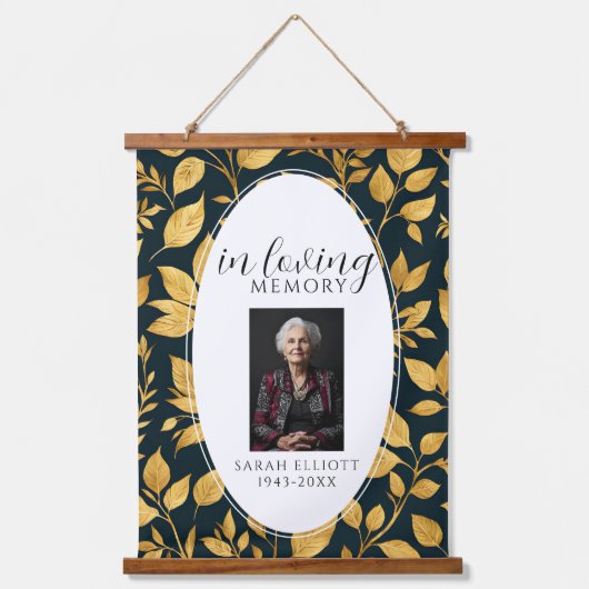 Moderne 'In Loving Memory' Schuimplaat met Foto Hangend Wandkleed (Voorkant)