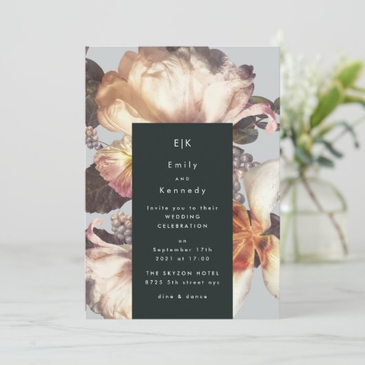 Moderne, in reliëf gemaakte Romantische Florals br Kaart (Staand voorkant)