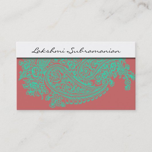 Moderne India Paisley Professional Visitekaartjes (Voorkant)
