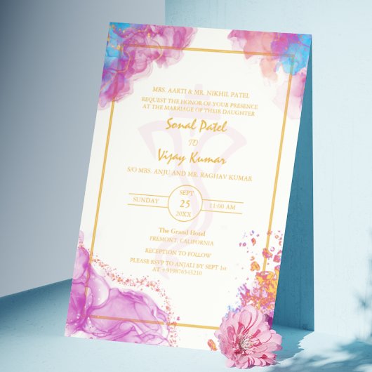 Moderne Indiase Hindoe Bruiloft Ganesha Logo Kaart