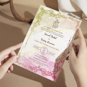 Moderne Indiase Hindoe Bruiloft Ganesha Logo Kaart