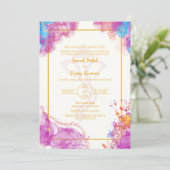 Moderne Indiase Hindoe Bruiloft Ganesha Logo Kaart (Staand voorkant)