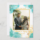 Moderne Indiase Hindoe Bruiloft Ganesha logo Kaart (Achterkant)