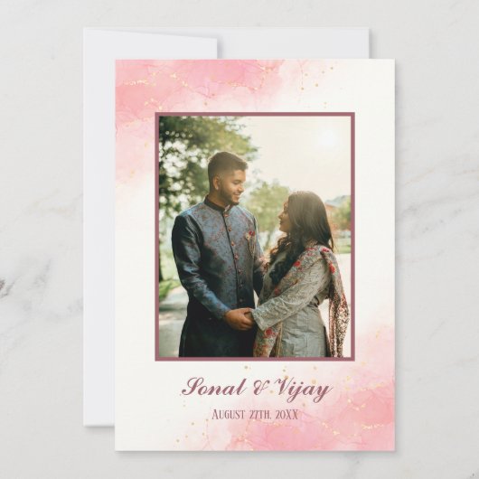 Moderne Indiase Hindoe Bruiloft Ganesha Logo Minim Kaart (Achterkant)