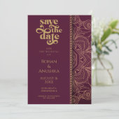 Moderne Indiase trouwdatum-aankondiging Save The Date (Staand voorkant)