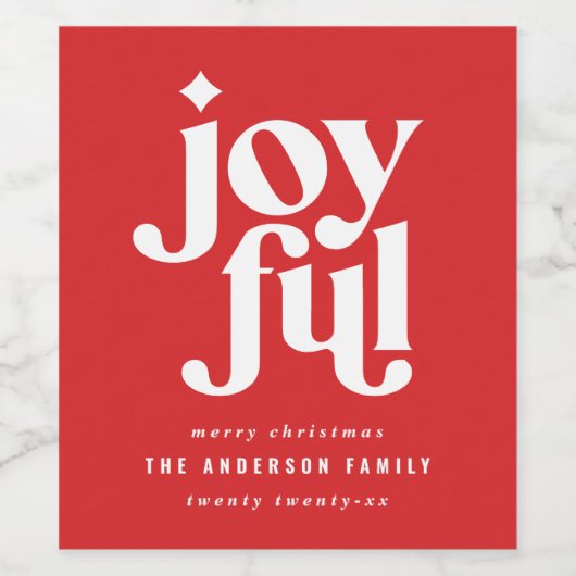 Moderne indie kersttypografie rood en wit wijn etiket (Enkel label)