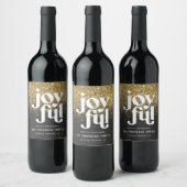 Moderne indie kersttypografie zwart en goud wijn etiket (Flessen)