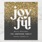 Moderne indie kersttypografie zwart en goud wijn etiket (Enkel label)