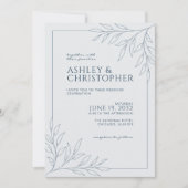 Moderne Indigo Blauw Blauw Bladblad Omtrek Foto Br Kaart (Voorkant)