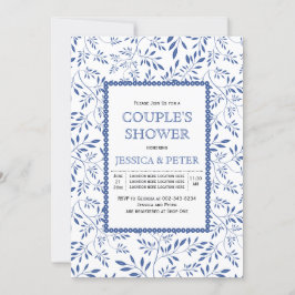 Moderne indigo blauw vertrekt trouwparen douche kaart