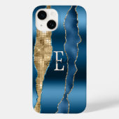 Moderne Indigo Blauwe Agaat Gouden Sequins Case-Mate iPhone Case (Achterkant)