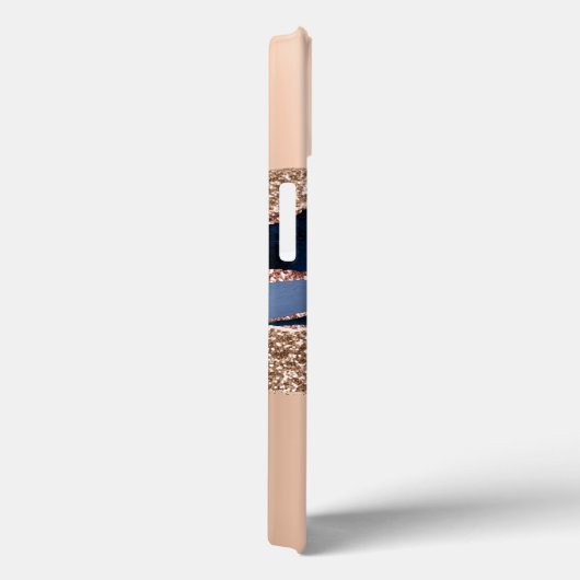 Moderne Indigo Blue Agaat & Roos Gold Glitter Case-Mate iPhone Case (Achterkant / Rechts)