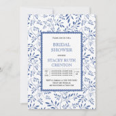 Moderne indigo blue bladeren bruiloft vrijgezellen kaart (Voorkant)