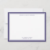 Moderne Indigo Blue Border Name & Address Note Car Notitiekaartje (Voorkant)
