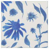 Moderne Indigo Blue Cone Flowers op White Stof (Close Up)