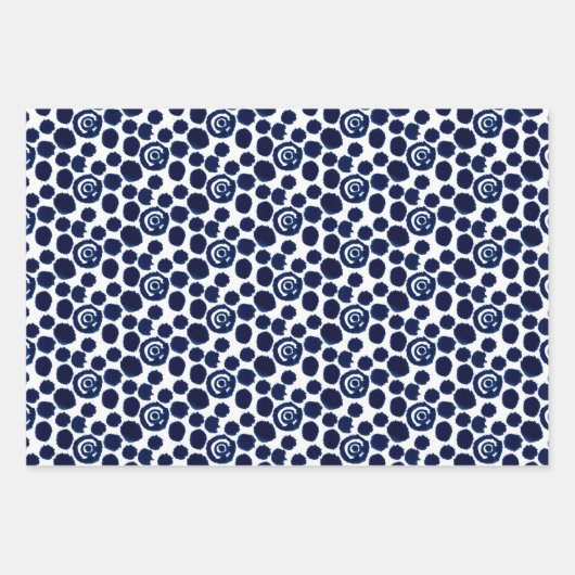 Moderne indigo Navy Shibori Pattern wrapping Sheet Inpakpapier Vel (Voorkant 3)