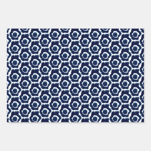 Moderne indigo Navy Shibori Pattern wrapping Sheet Inpakpapier Vel (Voorkant)
