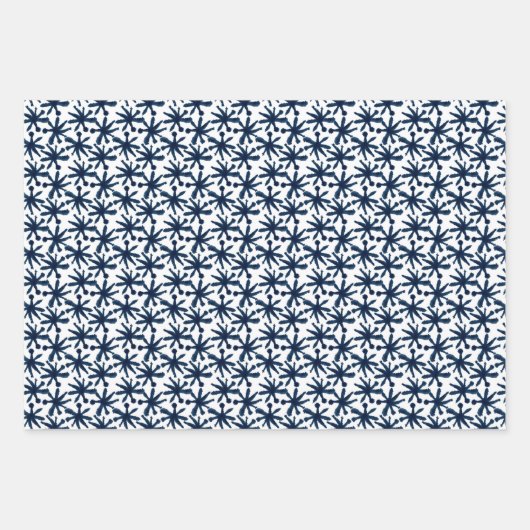 Moderne indigo Navy Shibori Pattern wrapping Sheet Inpakpapier Vel (Voorkant 2)