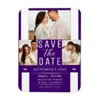 Moderne Indigo Paarse Save the Date Huwelijksfoto