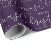 Moderne Indigo “Prettig Kerstfeest” Scriptpatroon Cadeaupapier (Rol Hoek)