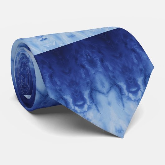Moderne Indigo Shibori Tie-Dye Gradiënt Patroon Stropdas (Opgerold)