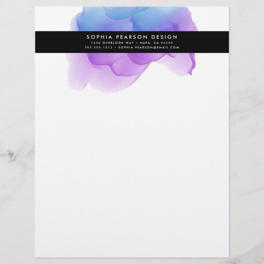 Moderne indigo Waterverf Logo Briefhoofd (Voorkant)