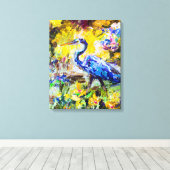 Moderne indrukking Blauwe Heronolie schilderen Canvas Afdruk (Insitu (Houten vloer))