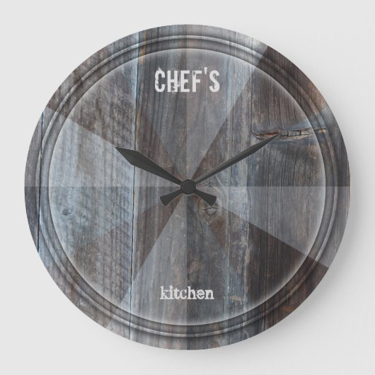 Moderne industriële houten snijplank wandklok (Voorkant)