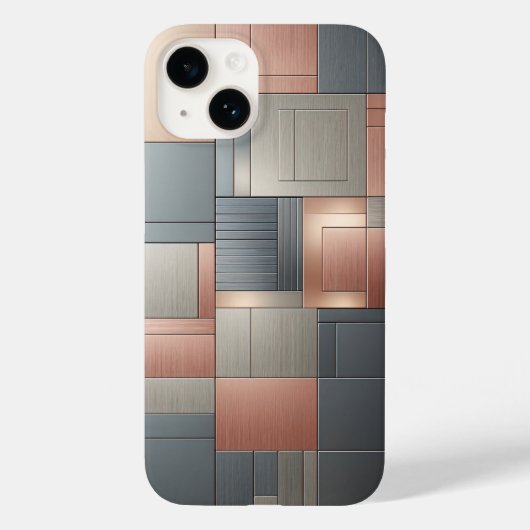 Moderne Industriële Metalen Blokpatroon Koper en Case-Mate iPhone Case (Achterkant)