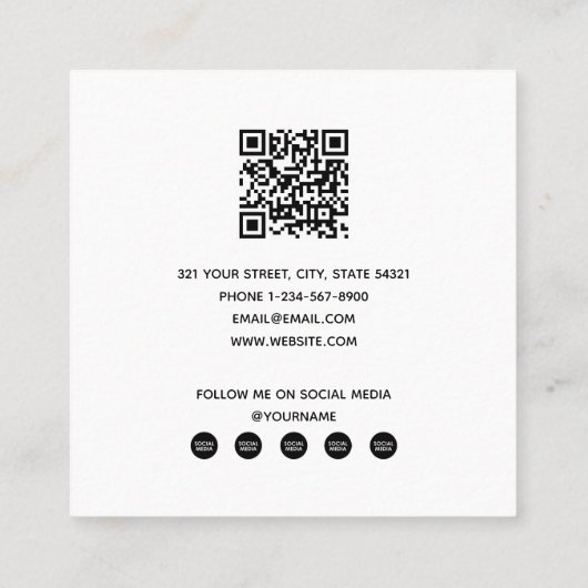 Moderne Influencer Foto QR Code Sociale Media Vierkante Visitekaartje (Achterkant)
