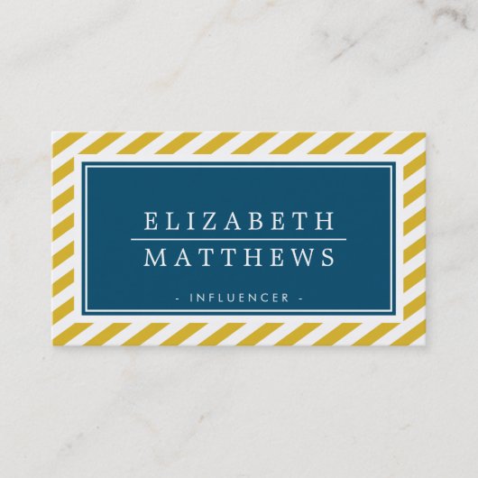 MODERNE INFLUENCER stijlvolle grens mosterd marine Visitekaartje (Voorkant)