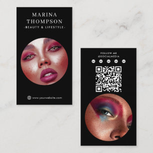 Moderne influencer zwarte foto sociale media QR-co Visitekaartje