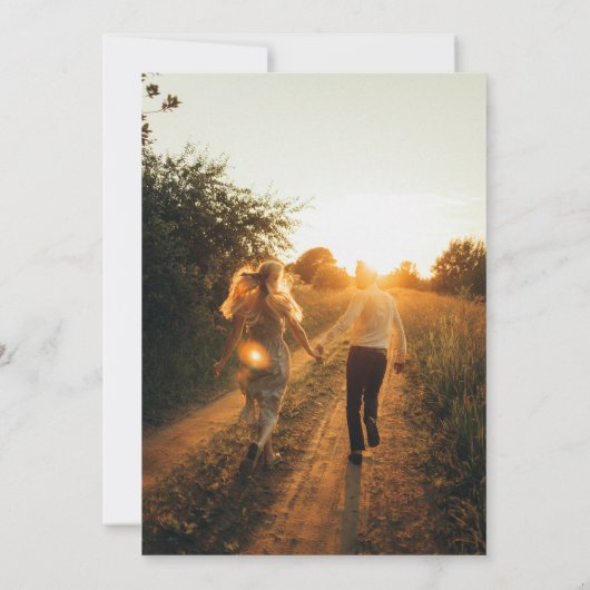 Moderne informele boog foto bruiloft uitnodiging (Achterkant)