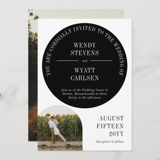 Moderne informele boog foto bruiloft uitnodiging (Voorkant / Achterkant)